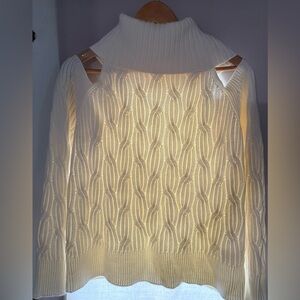 Anthropologie Cream Cowl Neck Sweater